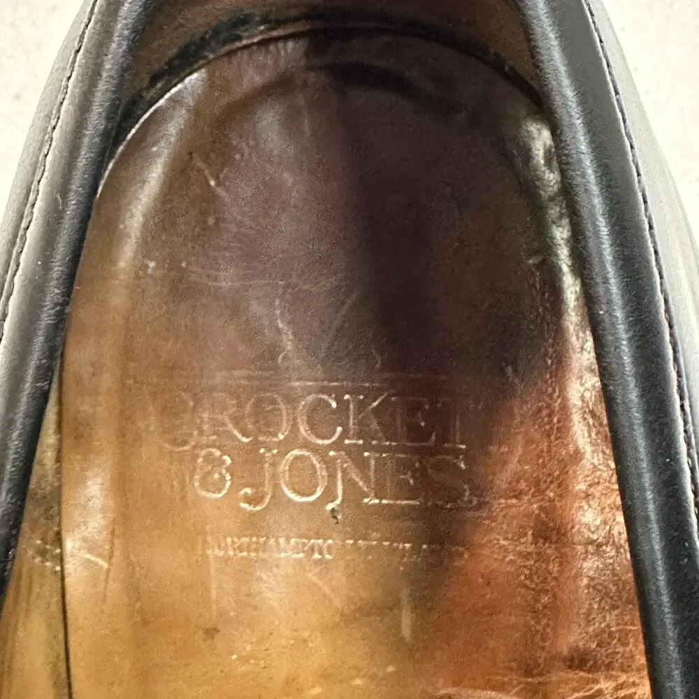 FULLY RESOLED Crockett & Jones Boston Black Calf Penny Loafer UK 12 G US 13 EE